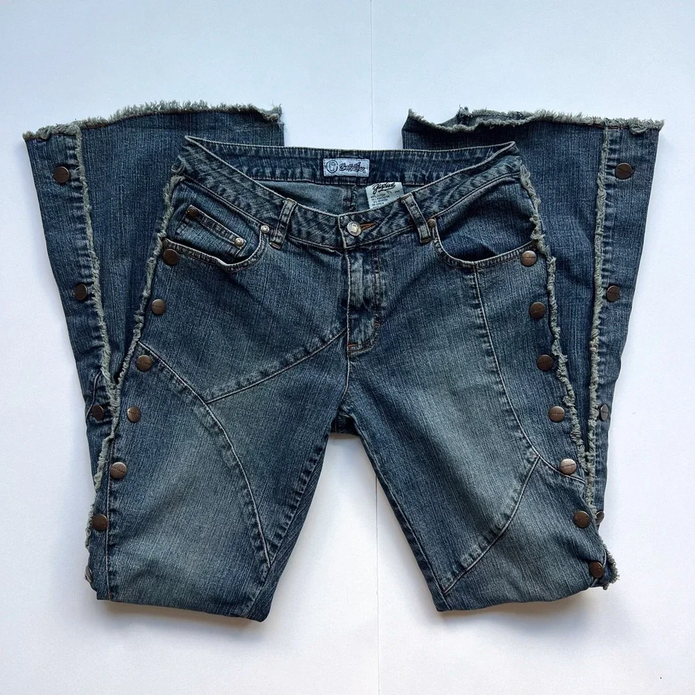 Insane Y2K/90s Gasoline Flared Button-Up Side Jeans